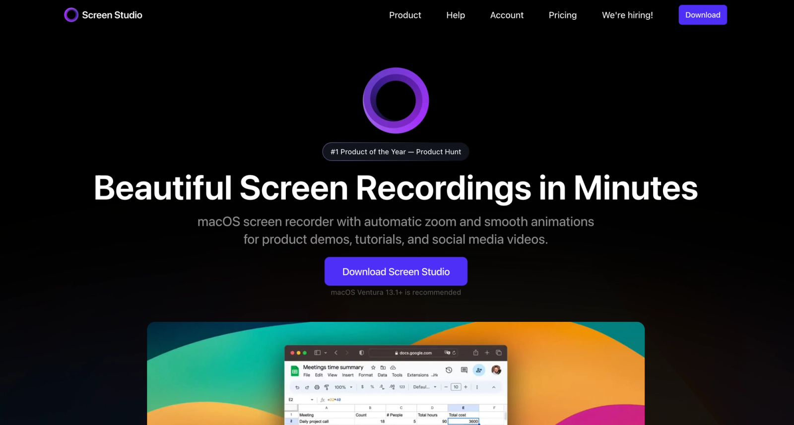 Screen Studio homepage