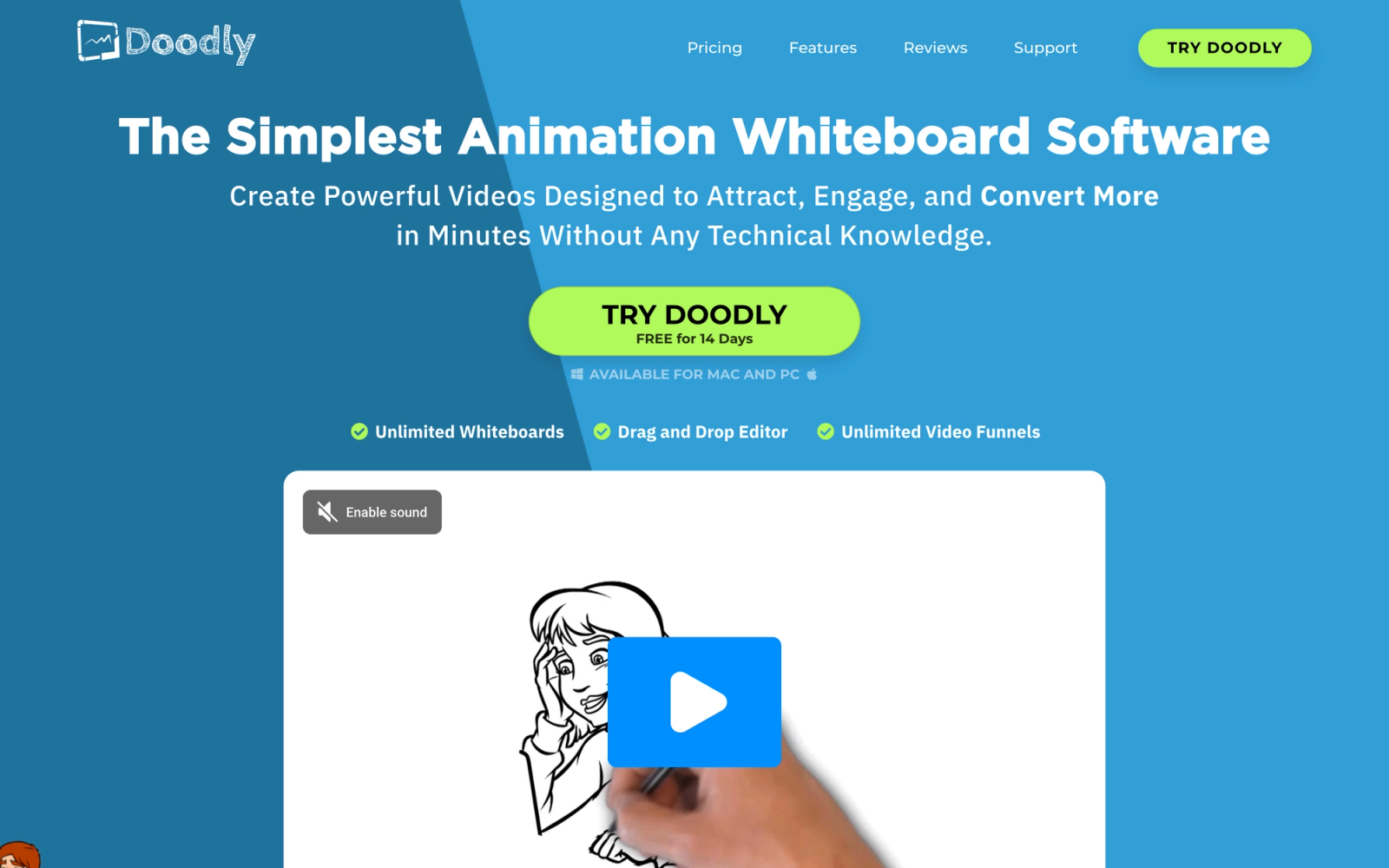 Doodly homepage hero section