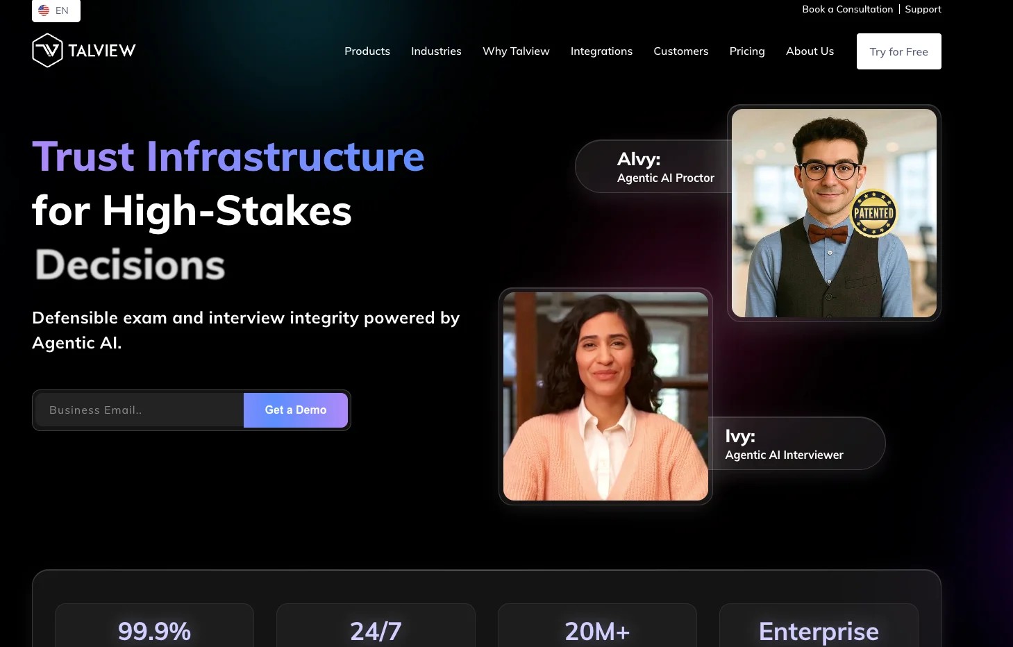 Talview homepage