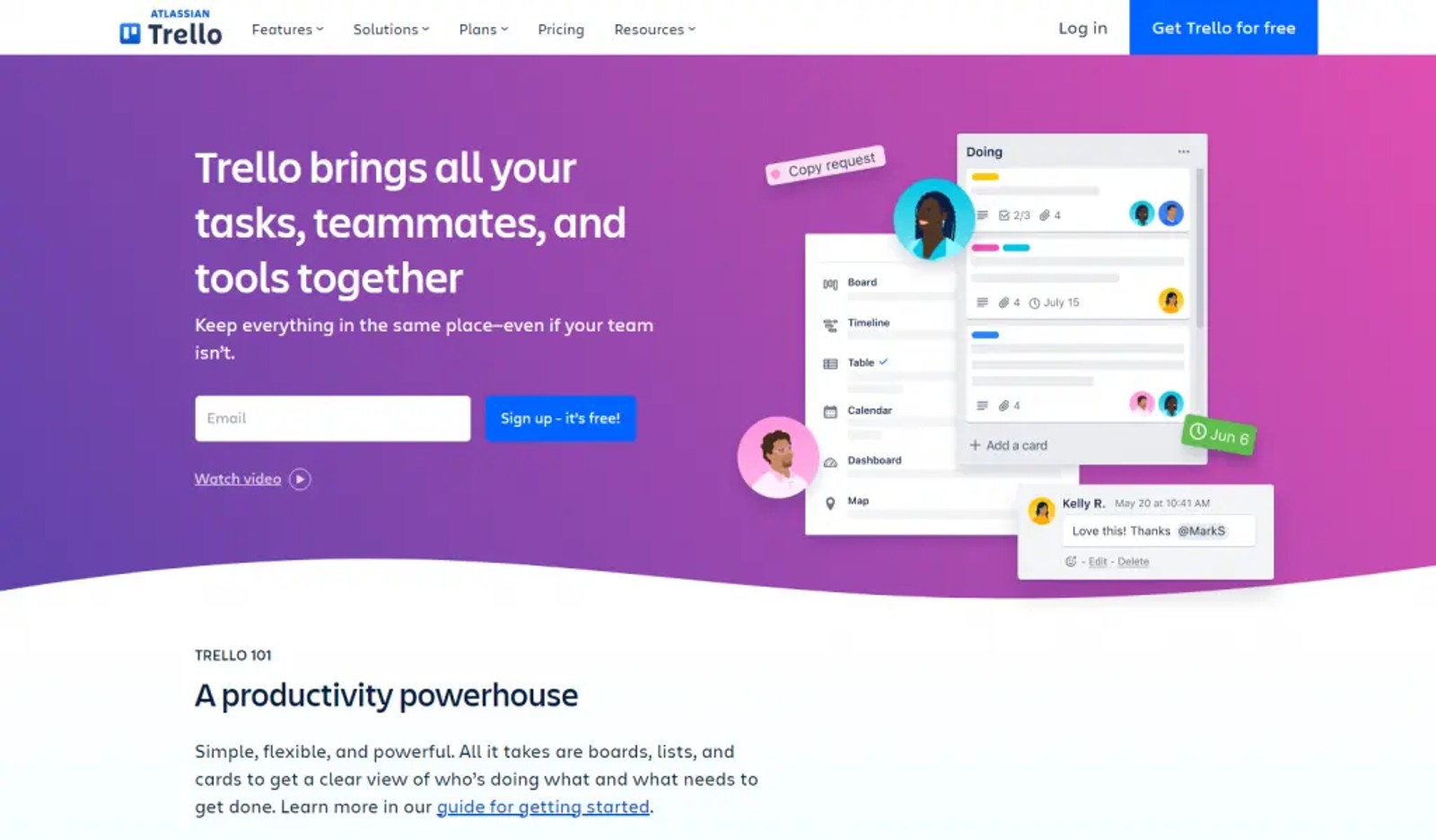 Trello board organizing tasks for online bootcamp teams