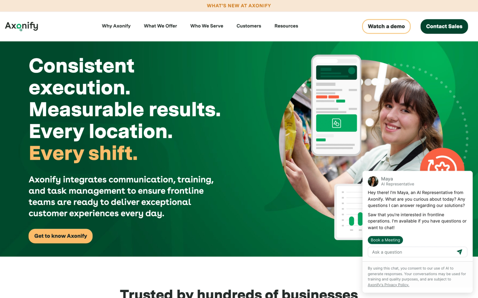 Axonify homepage hero section