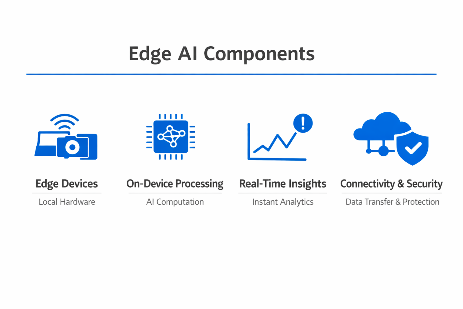 Infographic showing the key components and process of edge AI