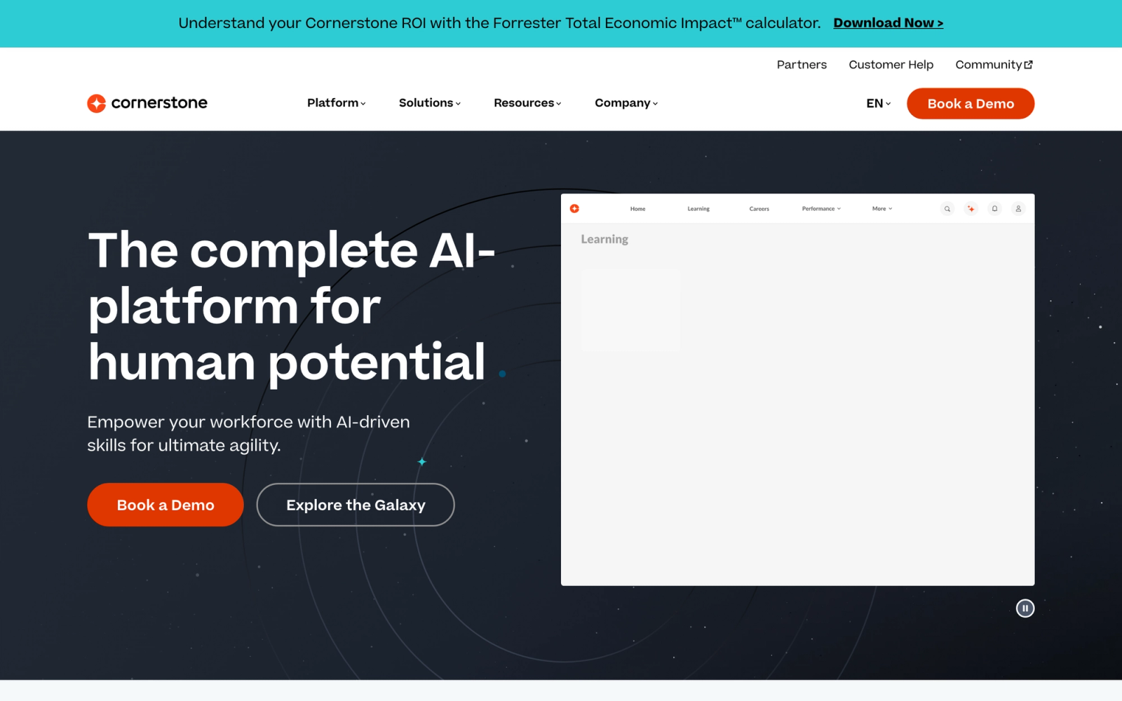 Cornerstone OnDemand homepage hero section