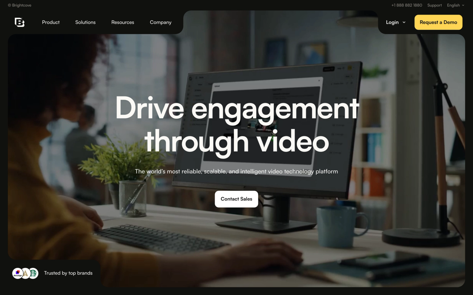 Brightcove homepage hero section