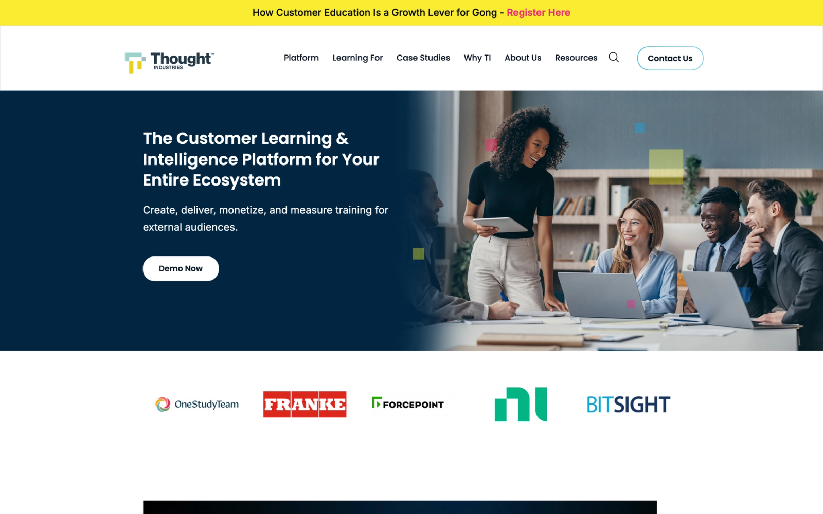 Thought Industries homepage hero section