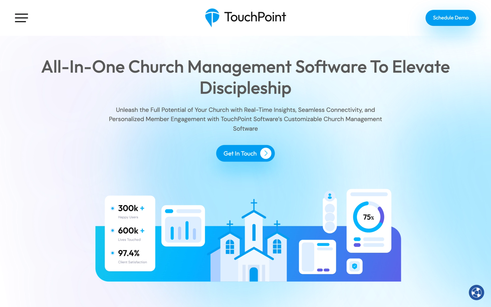 TouchPoint homepage hero section