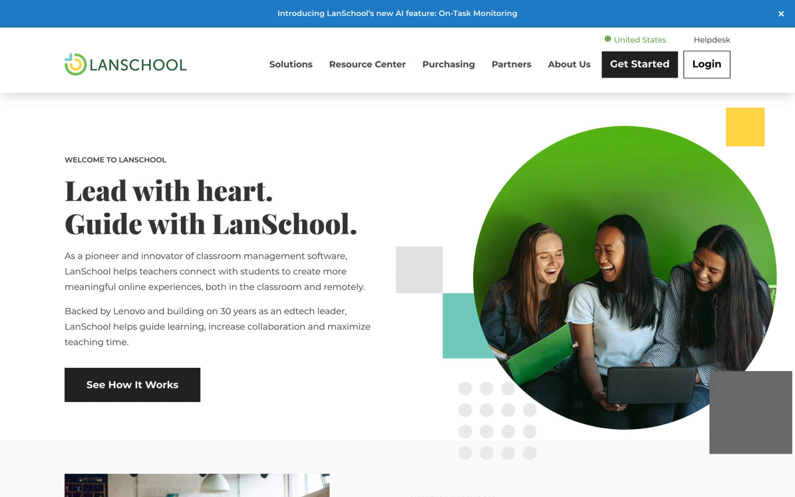 LanSchool homepage hero section