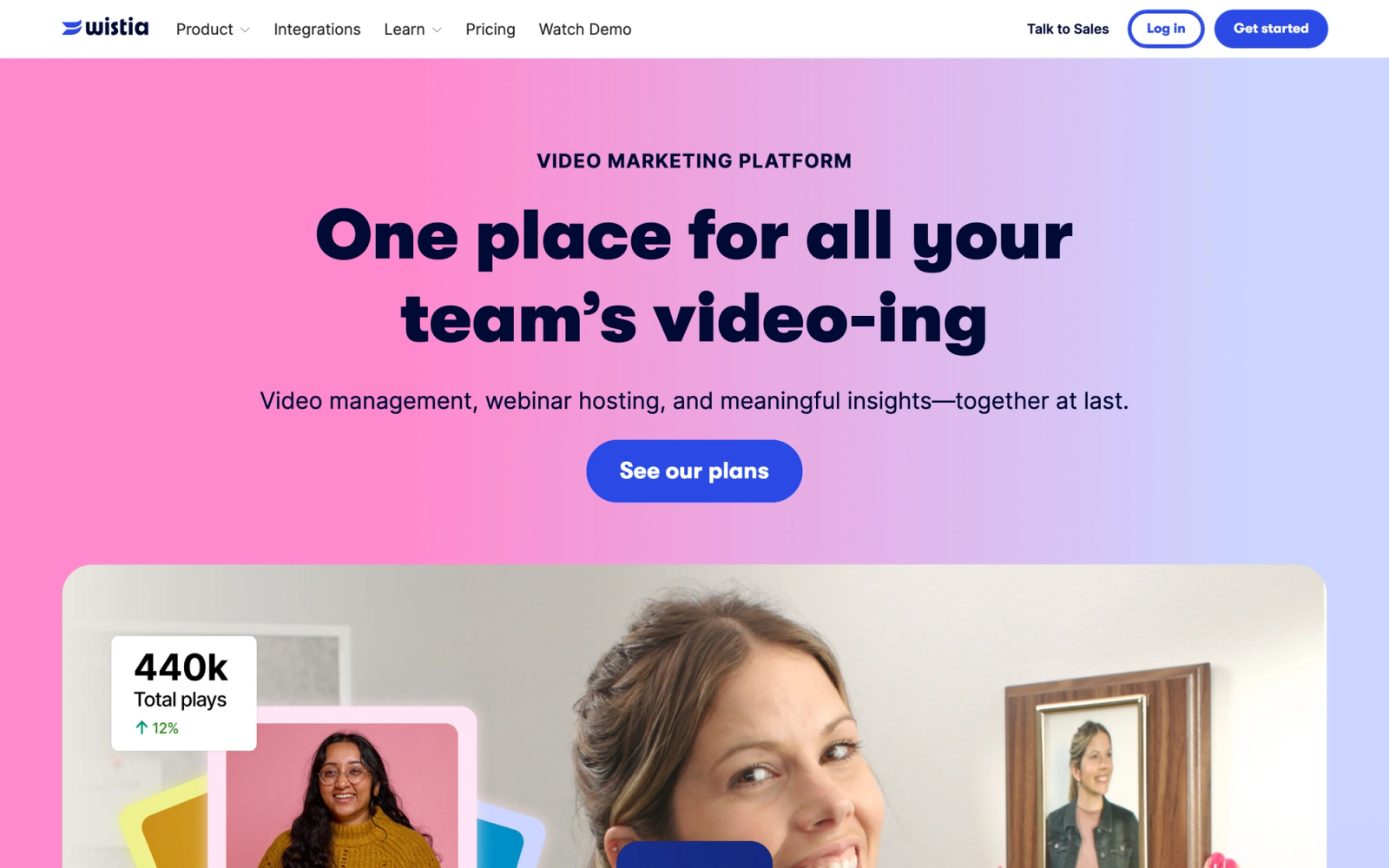 Wistia homepage hero section