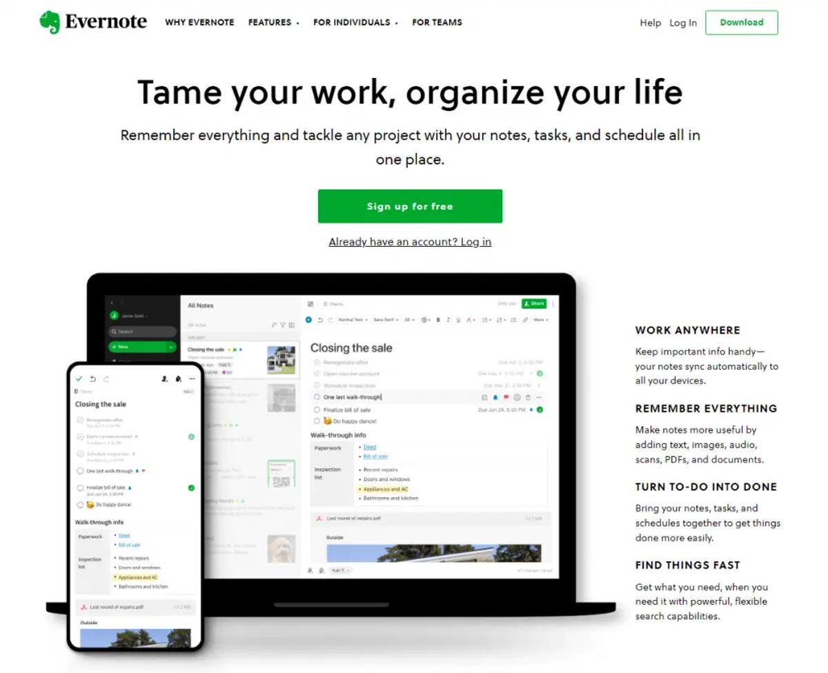 notion vs evernote