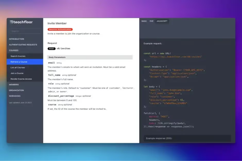 Introducing Teachfloor's API and Webhook Documentation