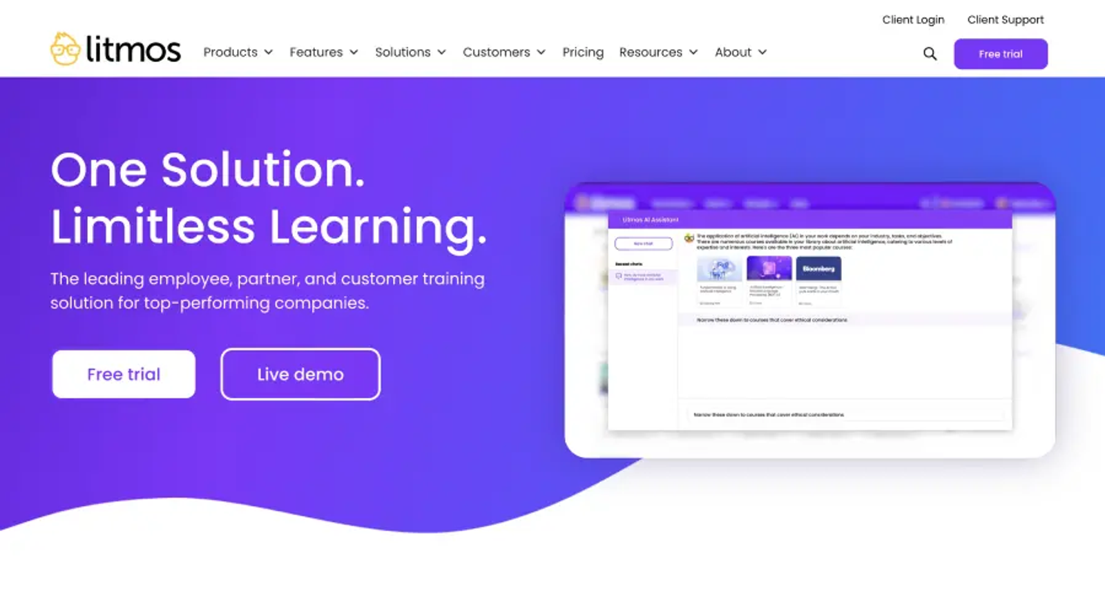 Litmos homepage hero section
