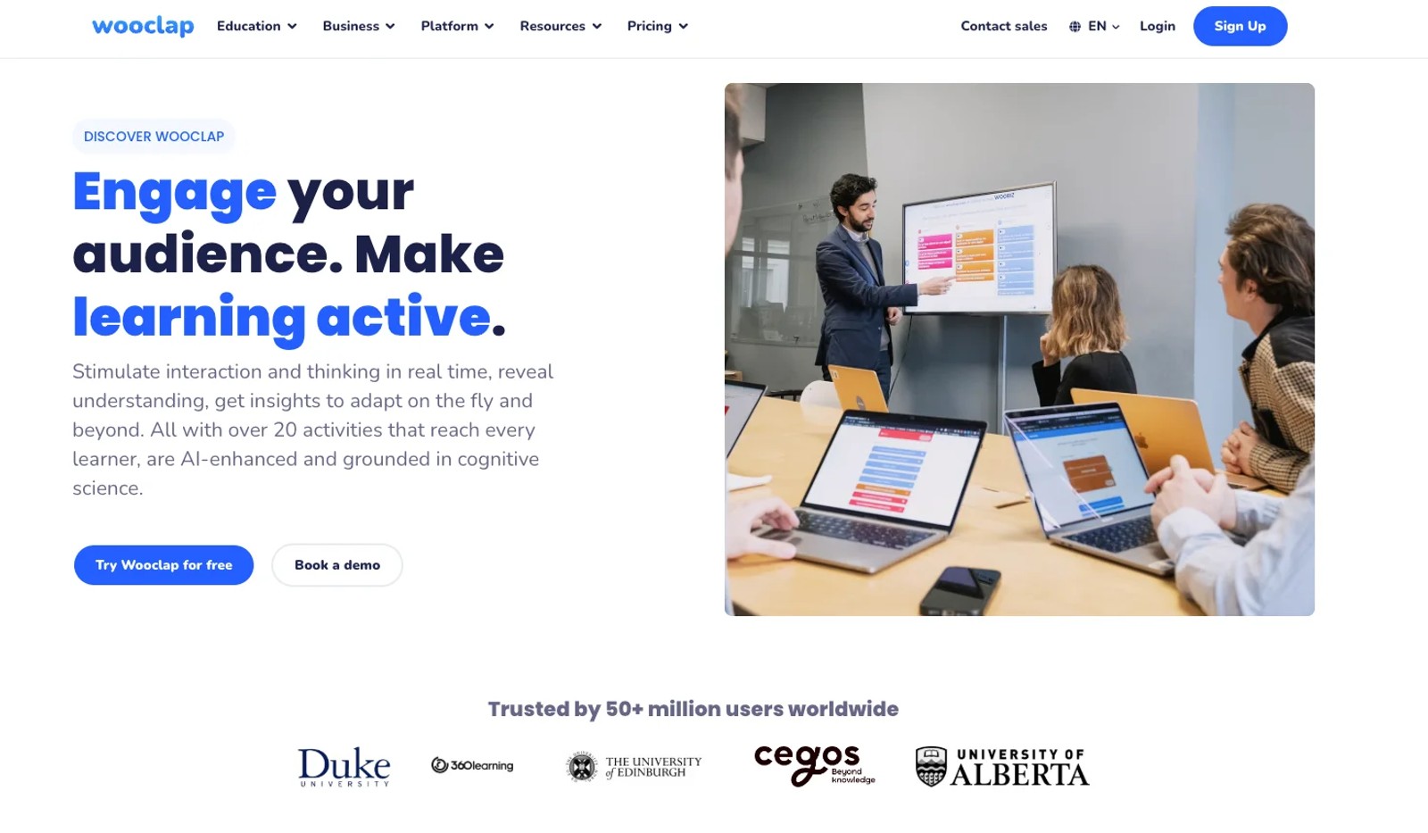 Wooclap homepage
