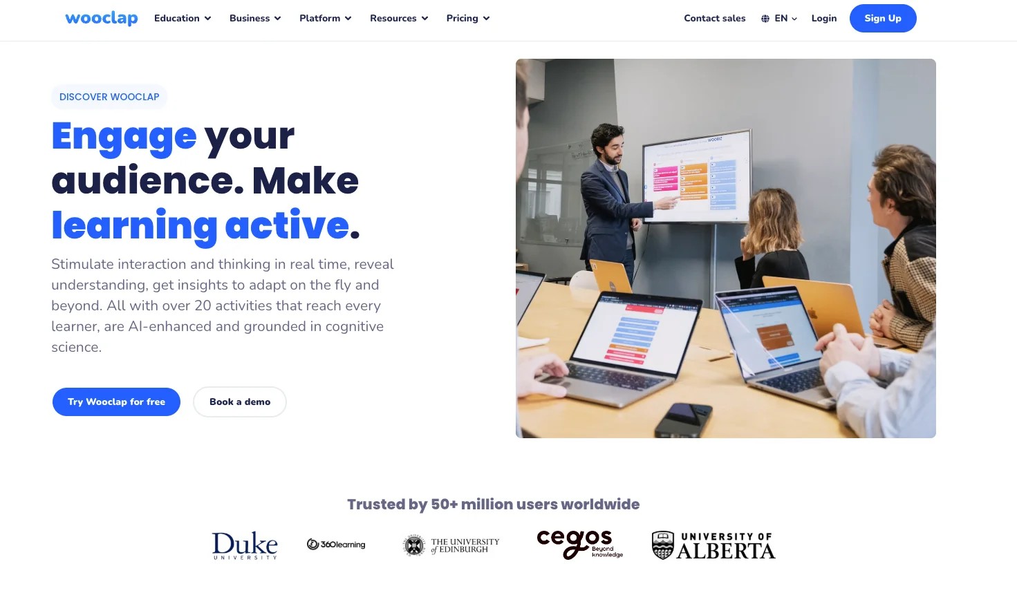 Wooclap homepage