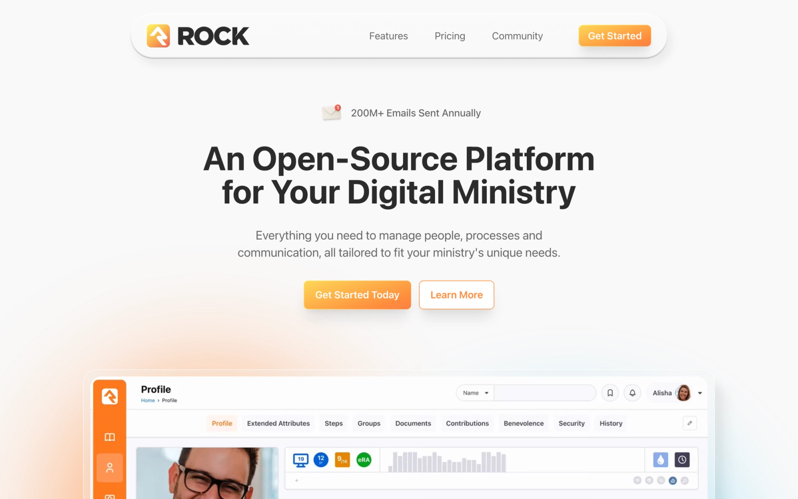 Rock RMS homepage hero section