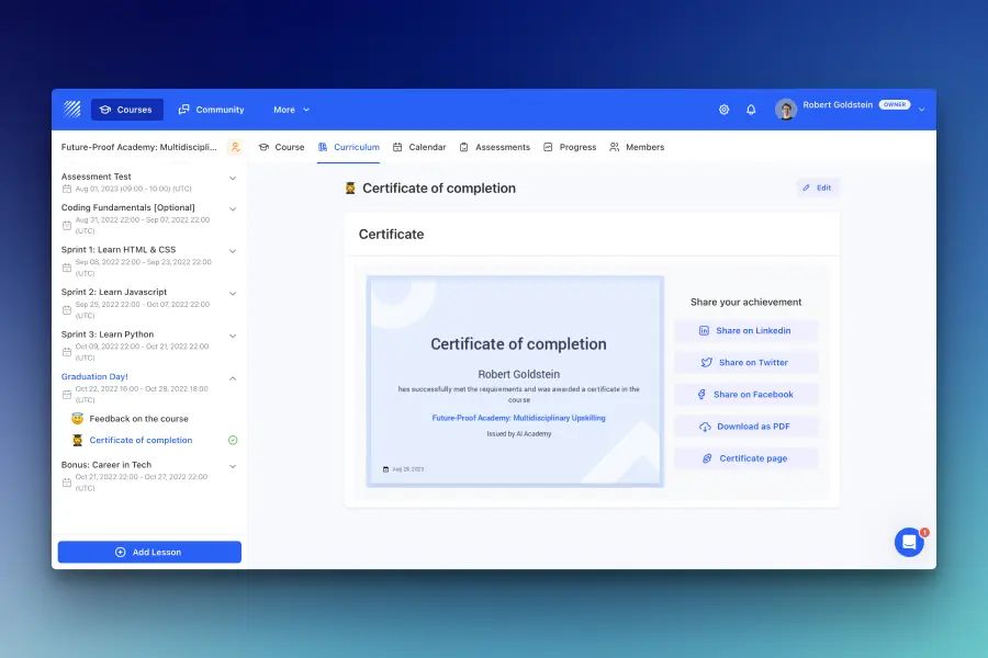 New Certificate Element