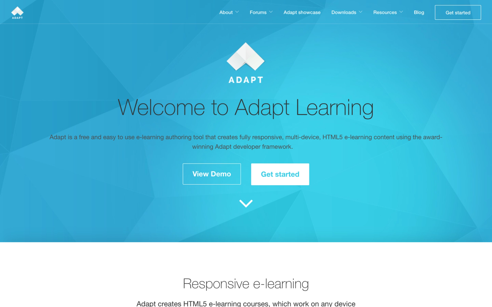 Adapt Learning authoring tool hero section