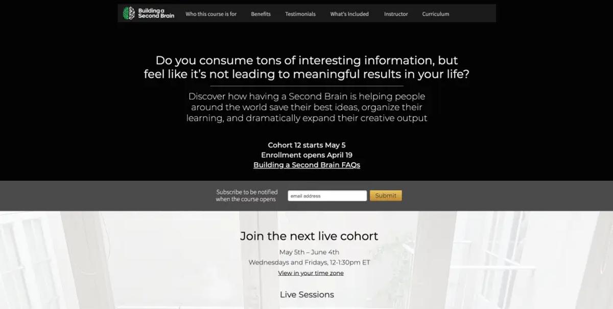 building the second brain cohort based