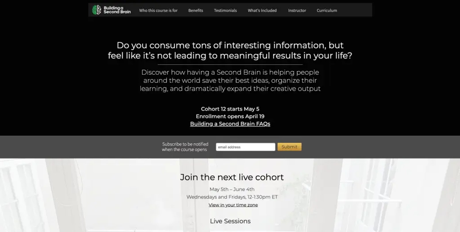building the second brain cohort based