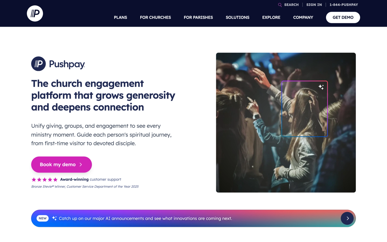 Church Community Builder homepage hero section