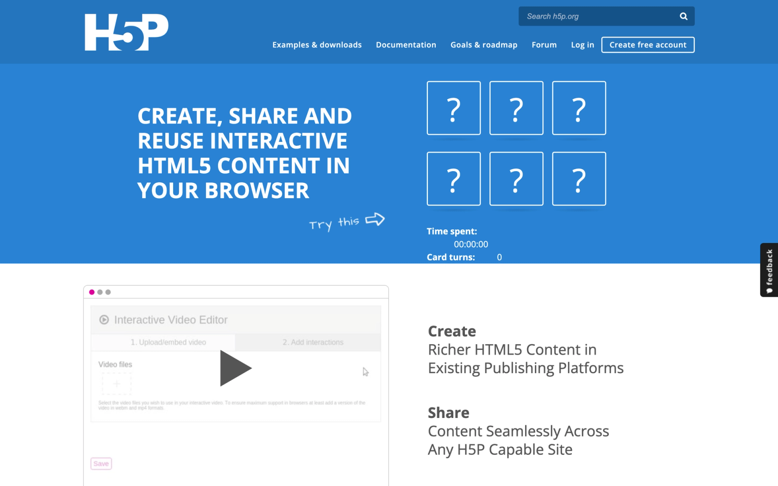 H5P homepage hero section