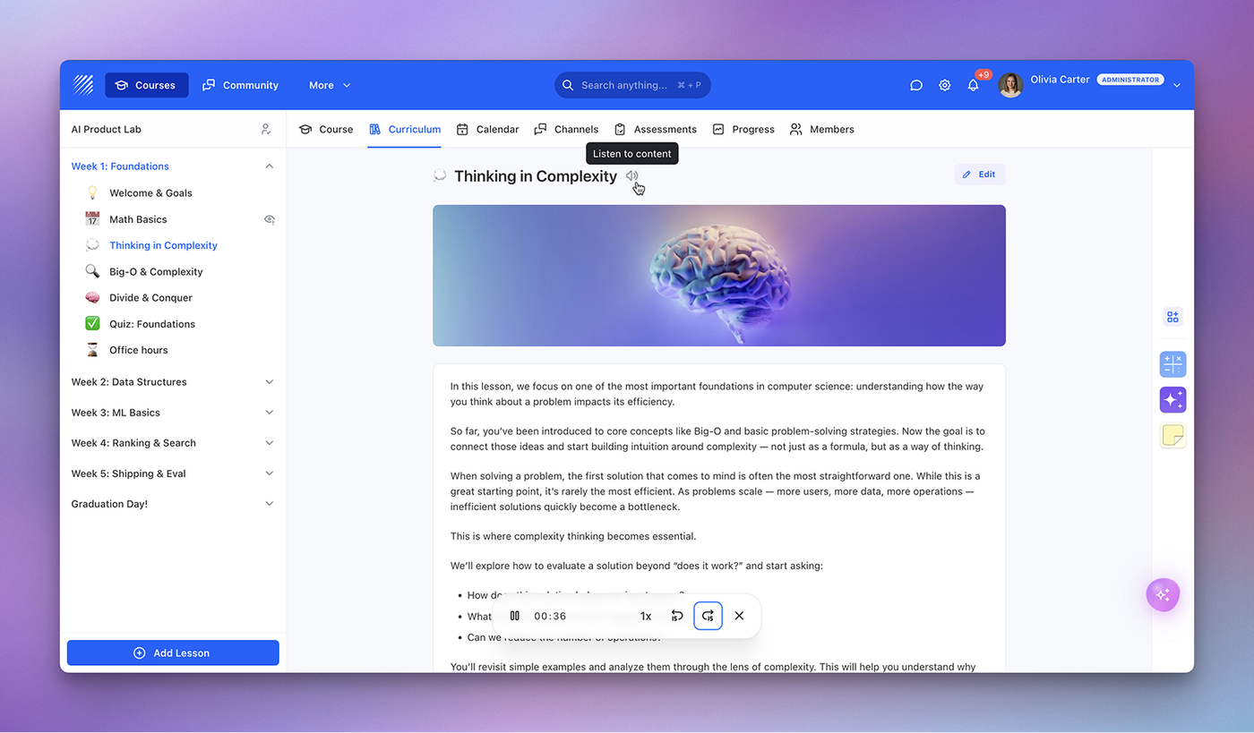 AI Text-to-Speech: Turn Lessons into High-Quality Audio