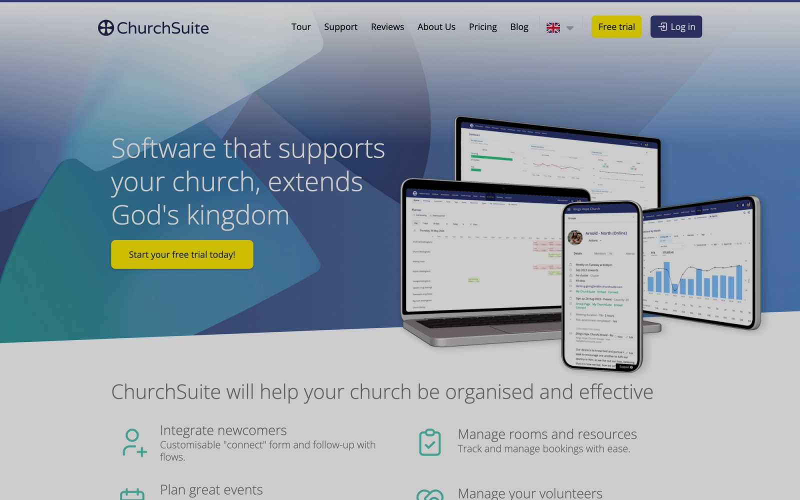 ChurchSuite homepage hero section