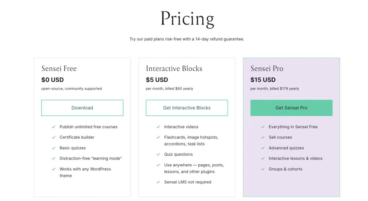 Sensei LMS Pricing
