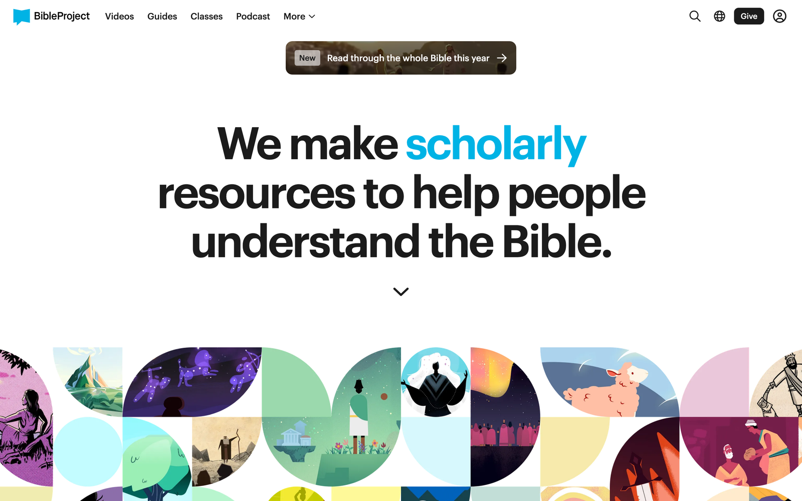 Bible Project homepage hero section