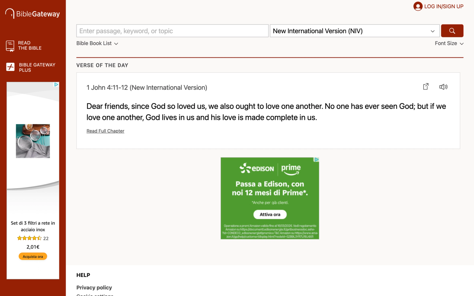Bible Gateway homepage hero section