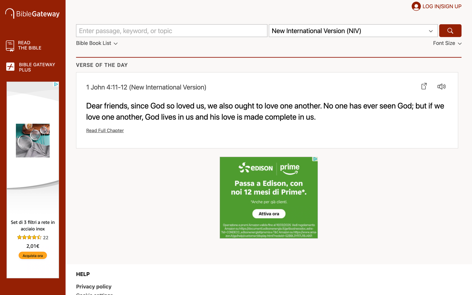 Bible Gateway homepage hero section
