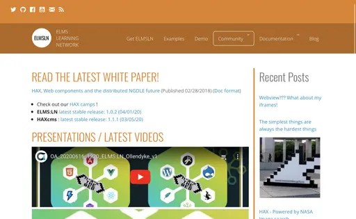 Image shows ELMSLN's Open Source LMS home page