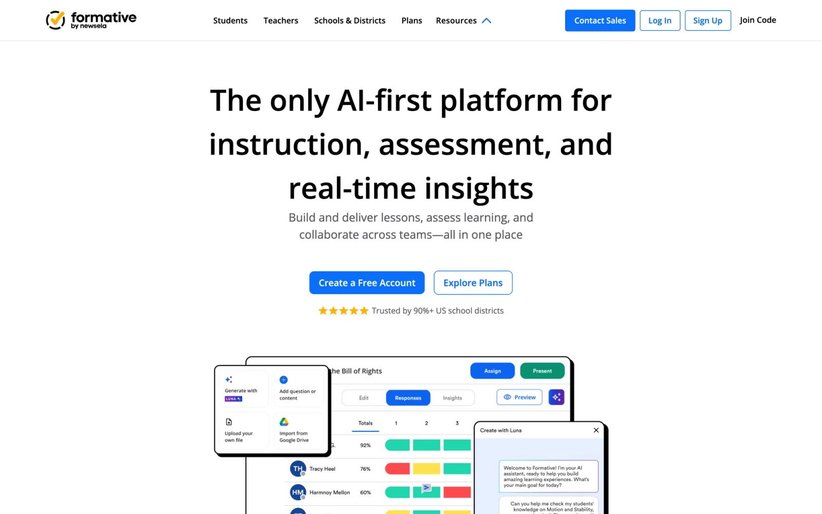Formative homepage hero section