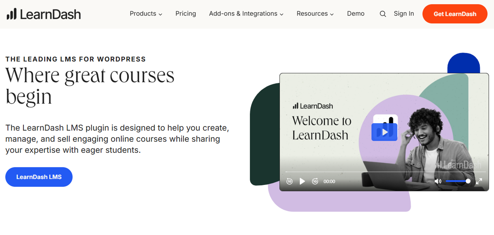  Image promoting Learn Dash, showcasing top online courses for coding education and skill development.