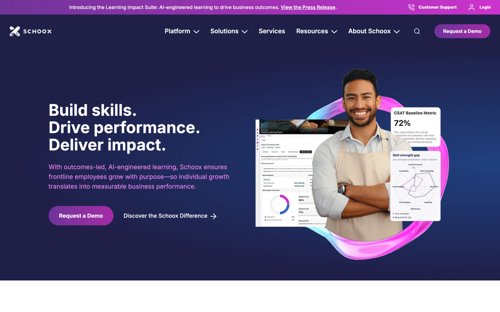 Schoox homepage hero section