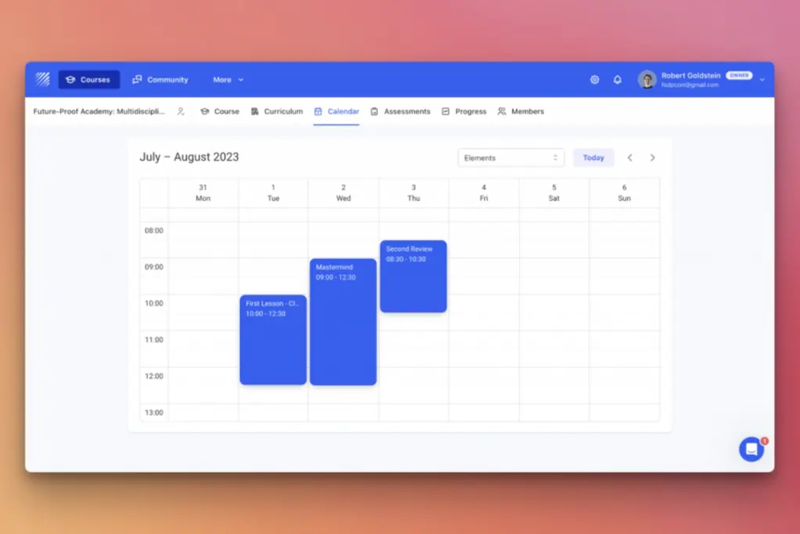 LMS calendar