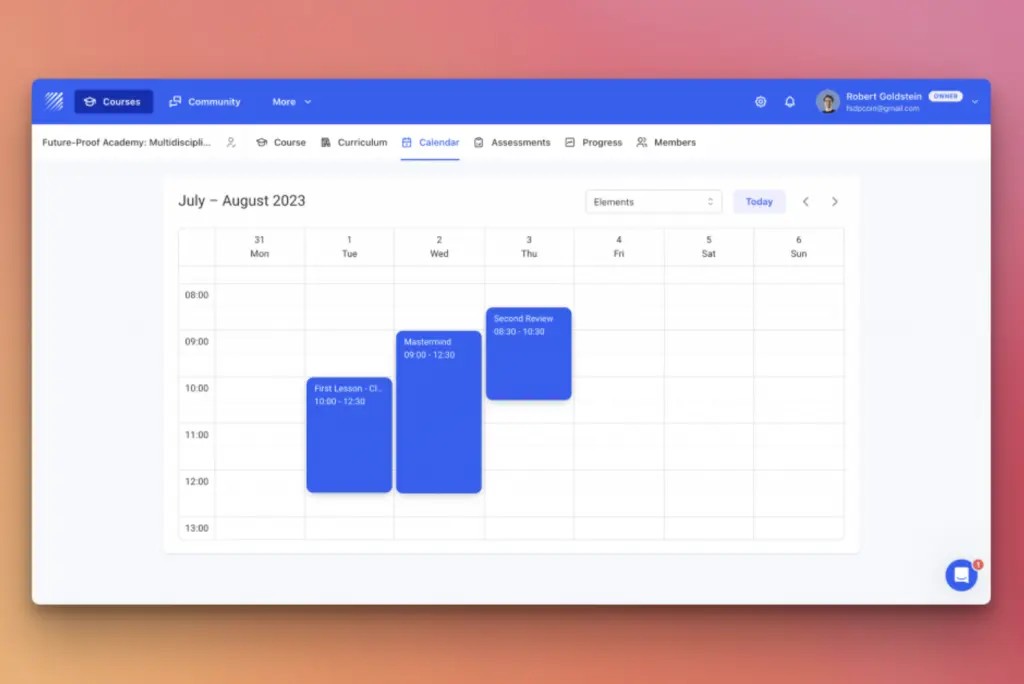 LMS calendar