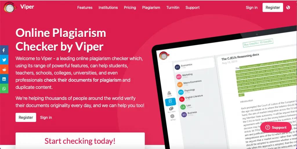 Viper is the best online plagiarism checker for people who don't want to pay for Turnitin