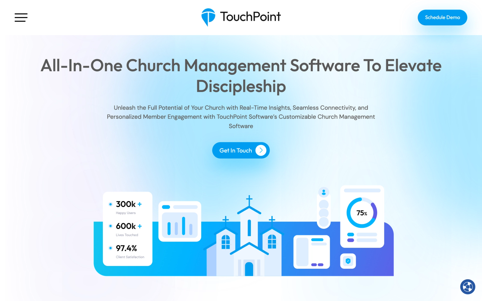TouchPoint homepage hero section