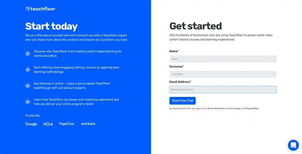 start an online academy using Teachfloor