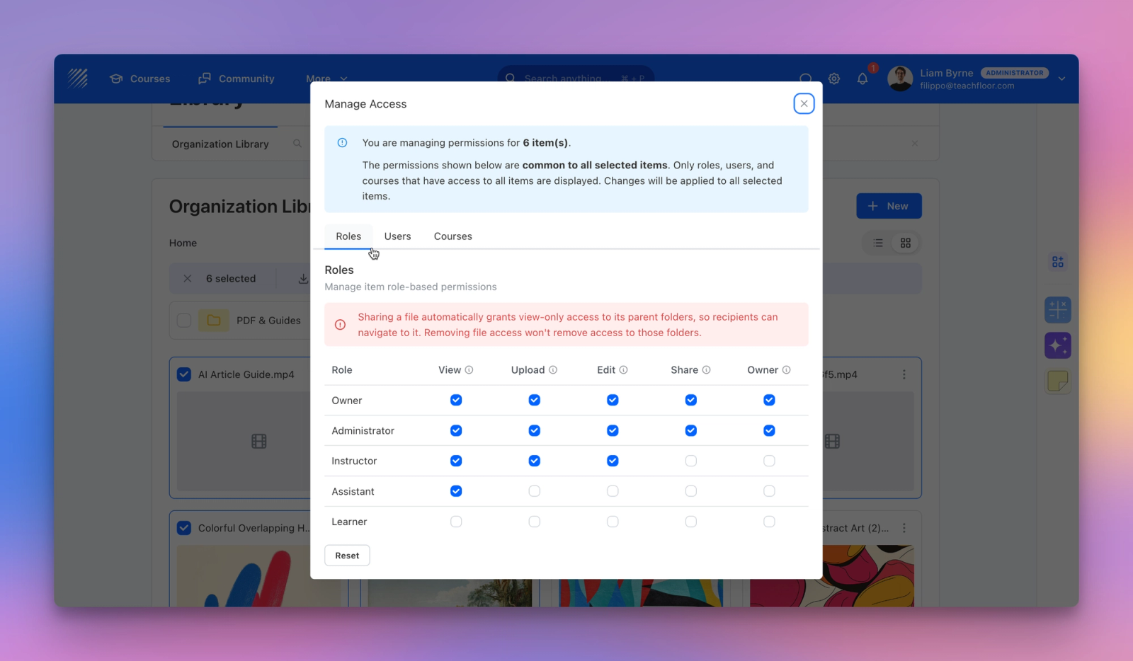 Library: Organize and Share Course Materials