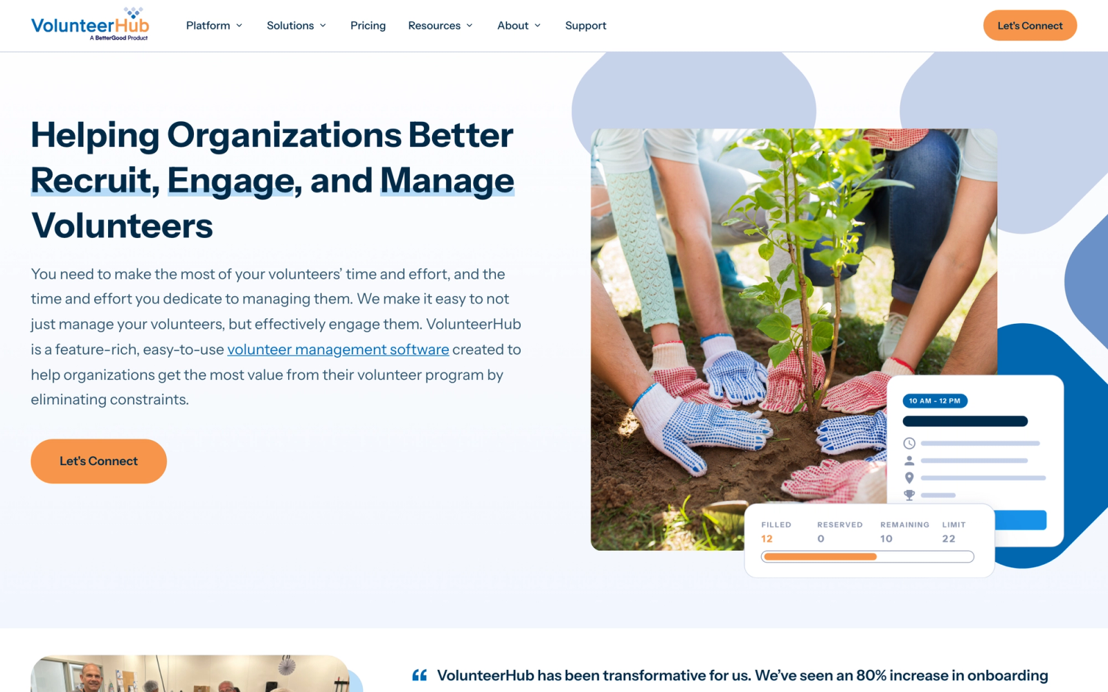 VolunteerHub homepage hero section