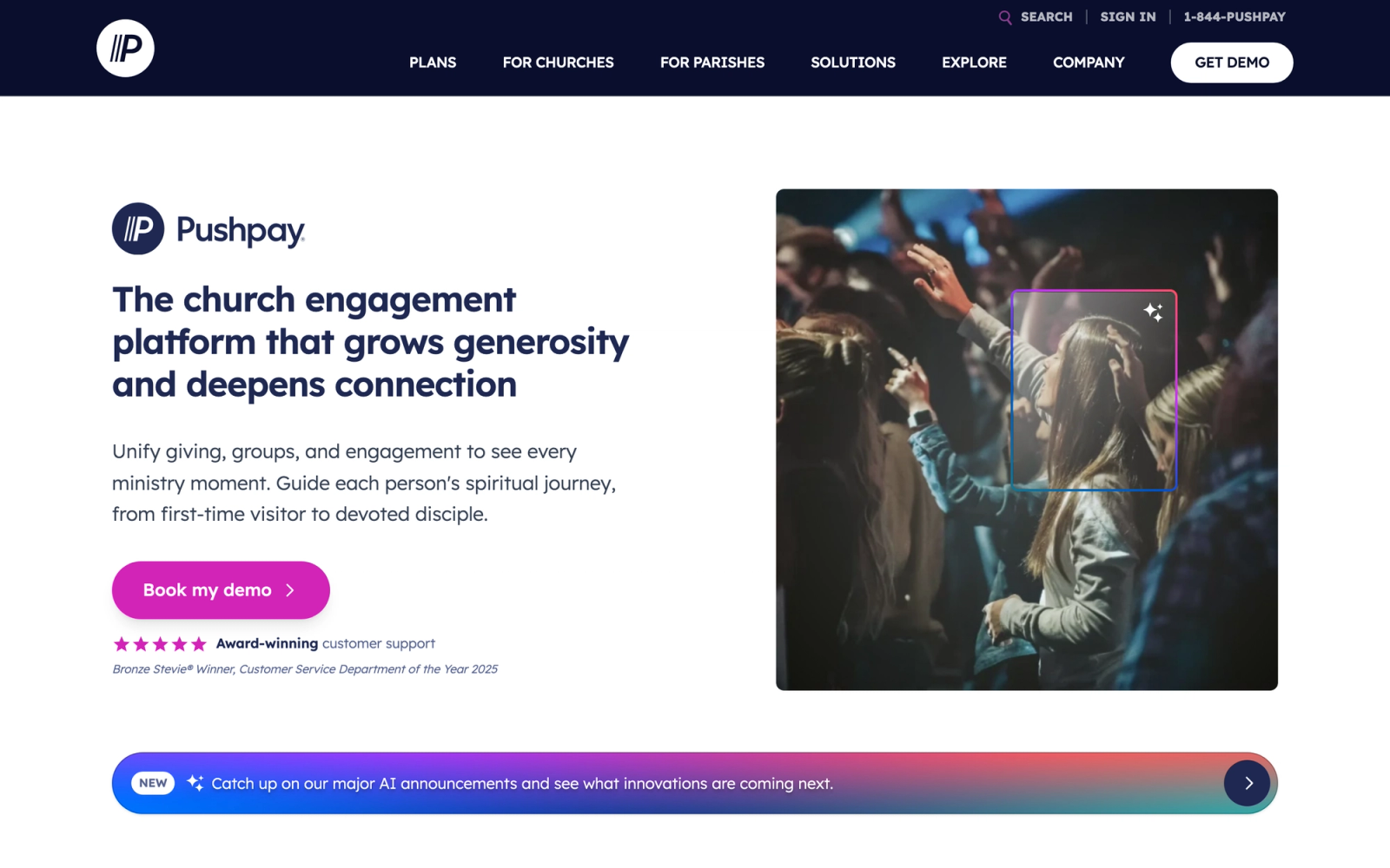 Church Community Builder homepage hero section