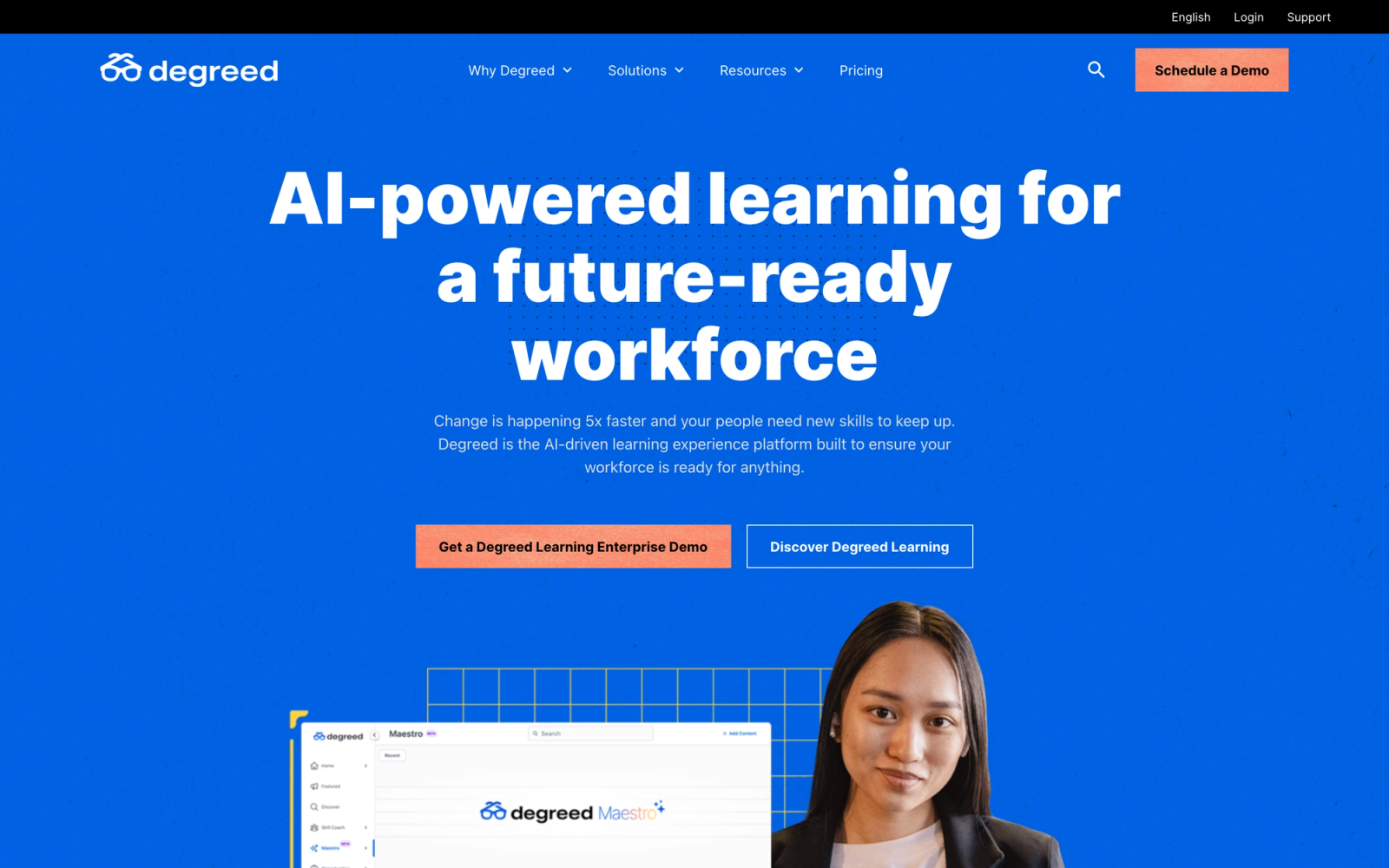 Degreed homepage hero section