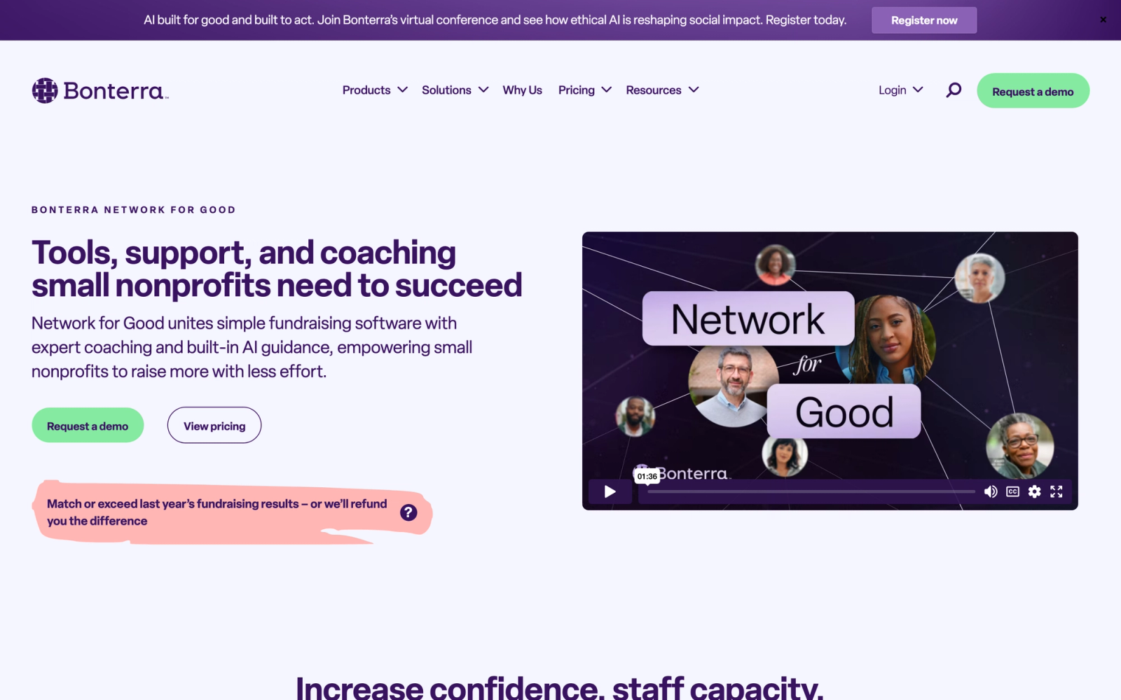 Network for Good homepage hero section