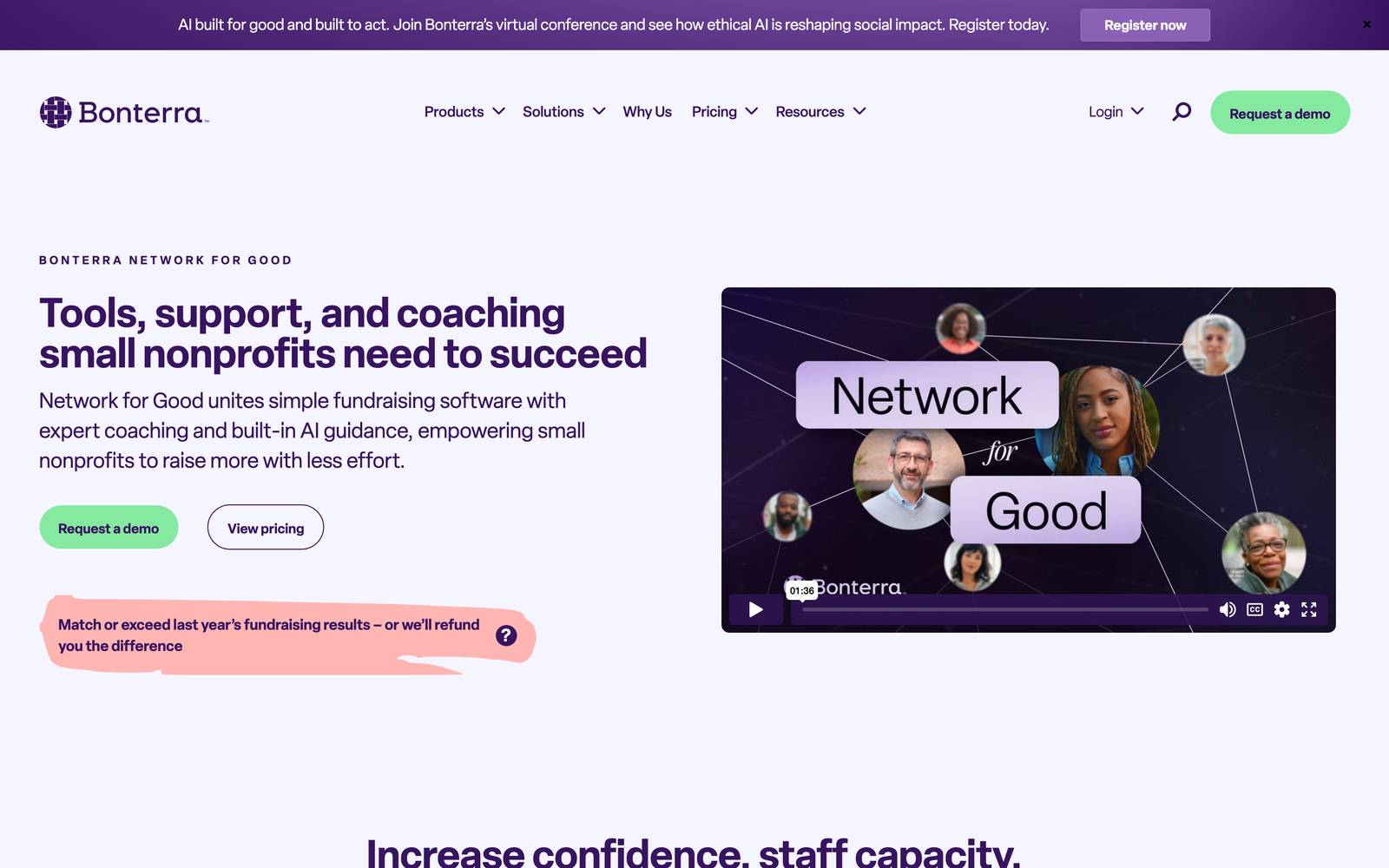 Network for Good homepage hero section