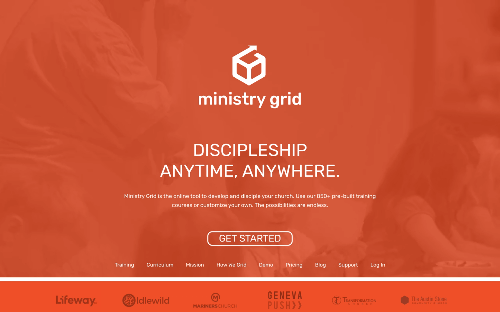 MinistryGrid homepage hero section