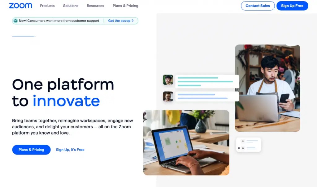 Zoom no-code live video conferencing app for courses