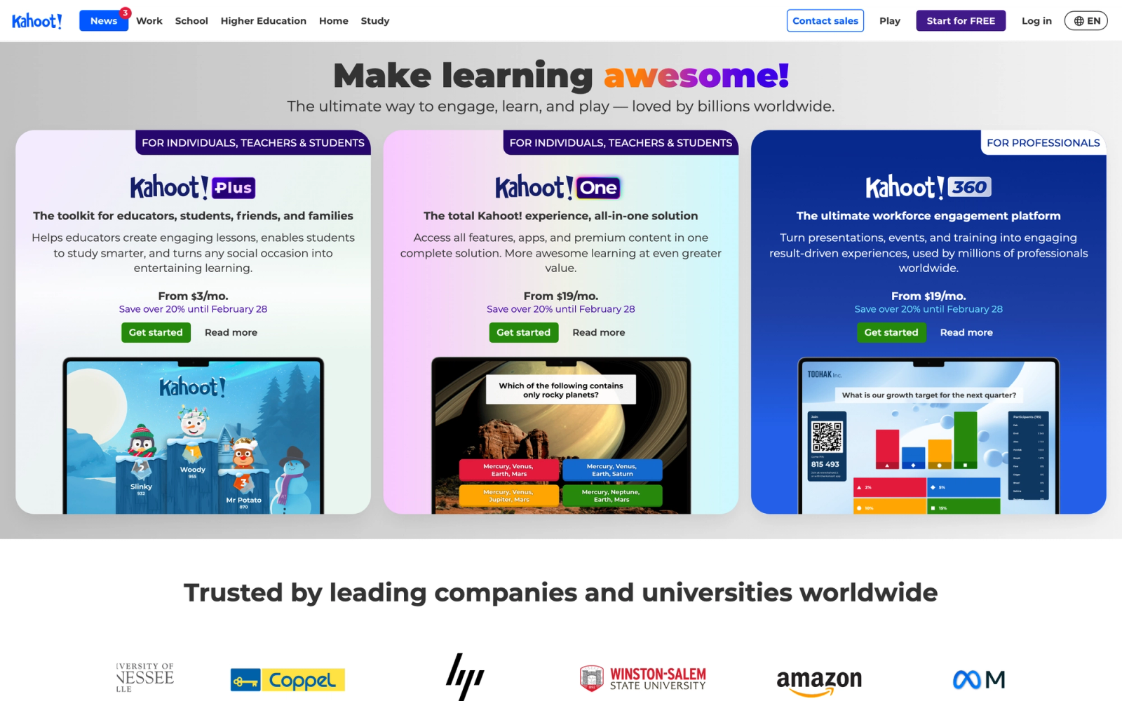 Kahoot! homepage hero section