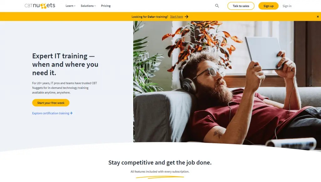 CBT Nuggets IT training platform landing page