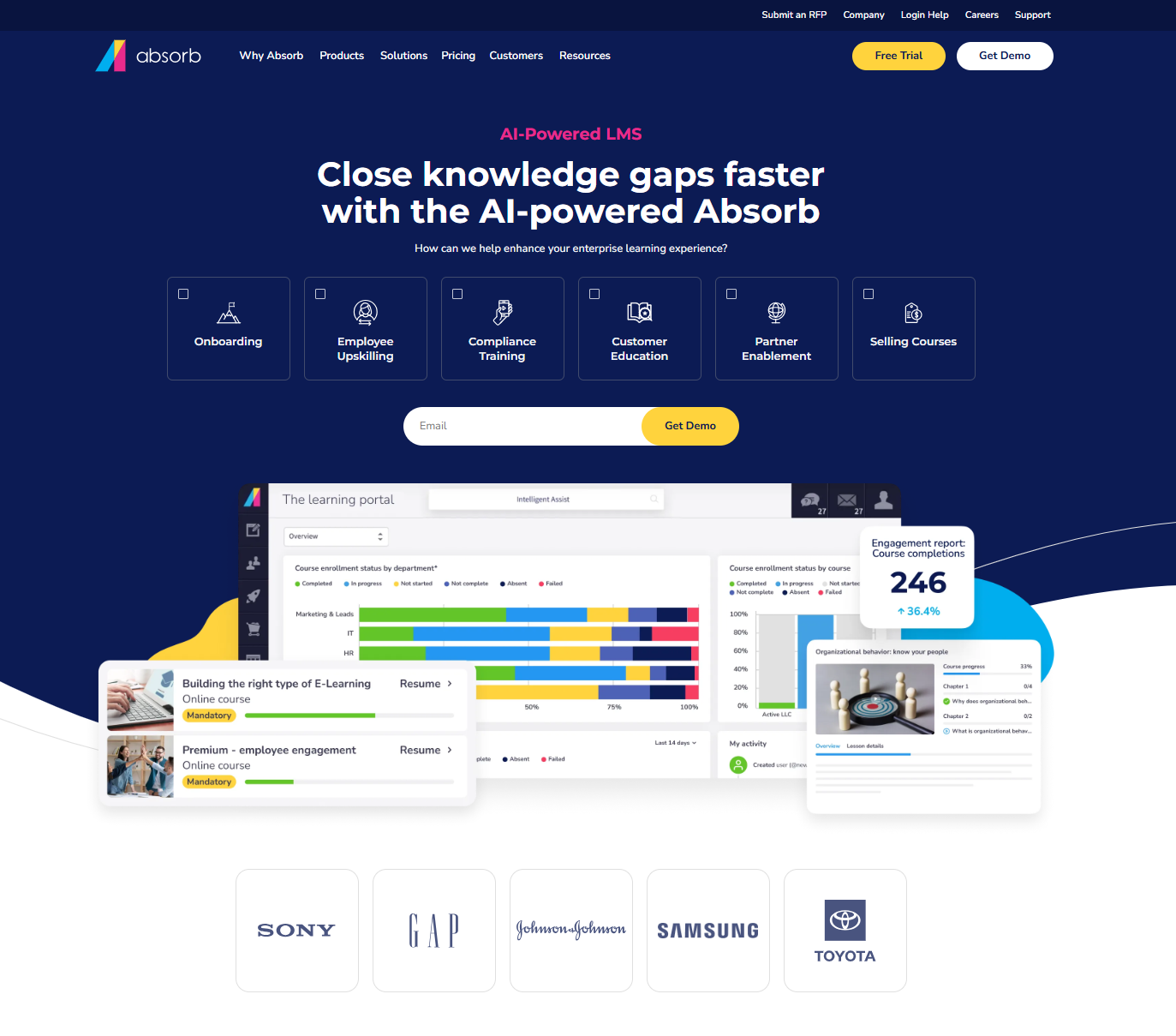 Absorb LMS interface for compliance-focused workforce training